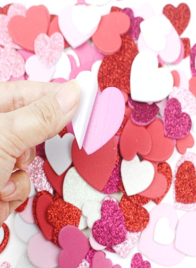 HSONAIGEE 400 Pieces Valentine Foam Heart Stickers Self Adhesive Glitter Heart Shaped Stickers for Adults DIY Crafts Valentine Decoration Supplies - Image 3